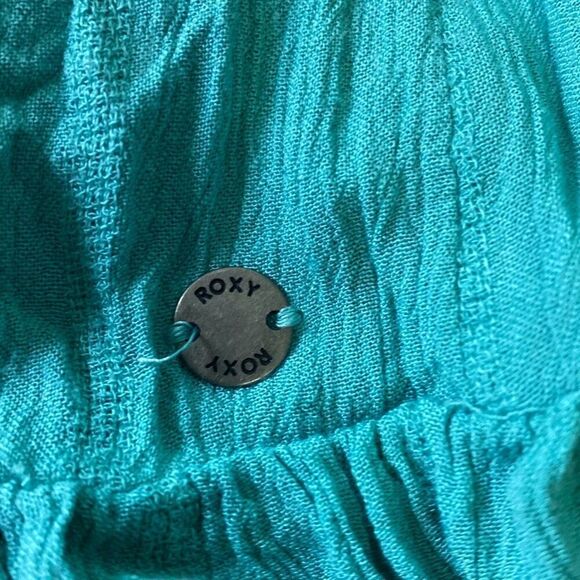 Roxy Second Look Dress Sz L Turquoise Blue coastal cowgirl boho gauze - Picture 11 of 11